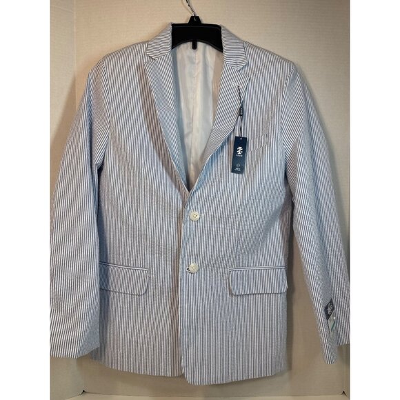 Izod blue white seersucker stretch sport jacket Boys 16 NWT Easter Spring Church